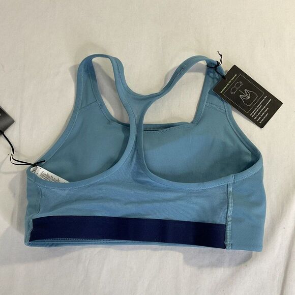 New Nike Swoosh Sports Bra Top Classic Dri Fit Medium Support Blue Women's Small - Picture 4 of 9